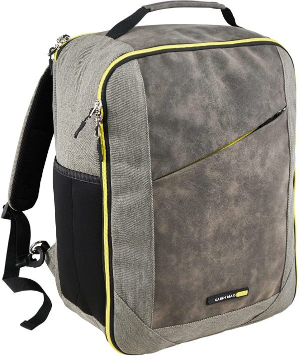 Cabin Max Manhattan Bagaglio a Mano Zaino 30L 45x36x20cm borsa da viaggio compatibile con Easyjet (grigio/giallo) - immagine 4