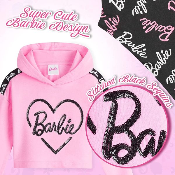 Barbie Felpe Ragazza, Abbigliamento Bambina in Cotone con Felpa con Cappuccio E Leggins, 4-14 Anni, Tute Merchandise Ufficiale, Idee Regalo Natale E Compleanno - immagine 7