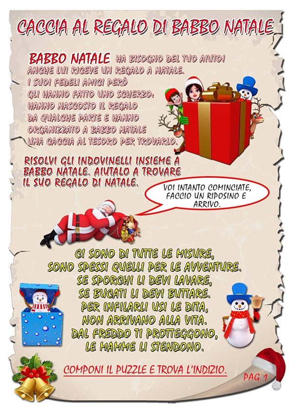 Caccia al tesoro natalizia in scatola per casa 5-7 anni - Giochi natalizi per bambini - Caccia al regalo di Babbo Natale - Caccia al tuo regalo di Natale - Giochi di natale per bambini - immagine 8