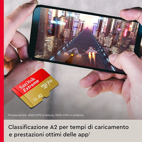 Extreme Scheda Di Memoria microSDXC Da 128 GB E Adattatore SD, Rosso Oro - immagine 5