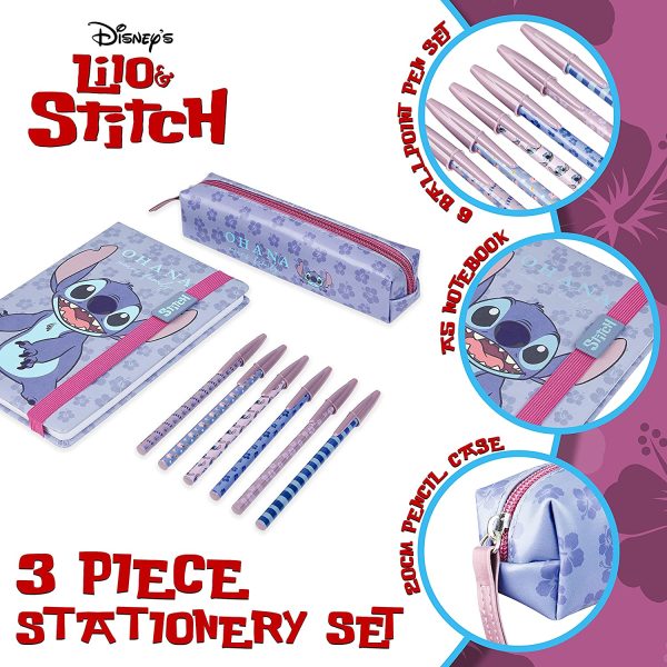 Disney Set Cancelleria con Agenda A5, Set Penne e Astuccio Portapenne, Stitch Gadget Ufficiali - immagine 7