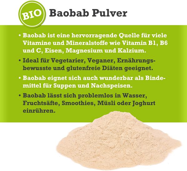 polvere di baobab biologico mituso, 1 confezione (1 x 500g) - immagine 6