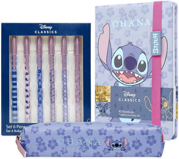 Disney Set Cancelleria con Agenda A5, Set Penne e Astuccio Portapenne, Stitch Gadget Ufficiali - immagine 3