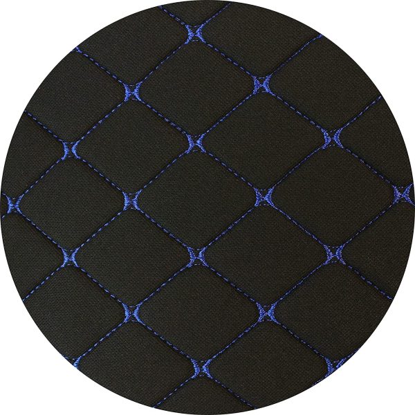 Set Copri-Sedili Auto Universale Nero Blu Trapuntato. Anteriori e Posteriori, Elasticizzati, Antiscivolo e Lavabili. Accessori Auto Interno. Coprisedili Nero con ricami blu.