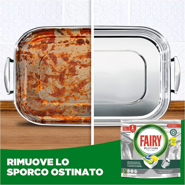 Fairy Platinum Pastiglie Lavastoviglie, 125 Lavaggi, 5 x 25 Capsule Lavastoviglie, Detersivo Lavastoviglie al Limone, con Sistema di Prelavaggio Integrato, Efficace nei Cicli Ecologici - immagine 5