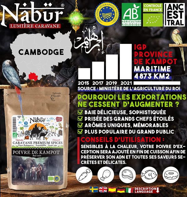 Nab??r - Pepe Nero di Kampot 120 Gr | Bio Pepe di Cambogia | Autentico, Fruttato, Floreale, Speziato - immagine 5