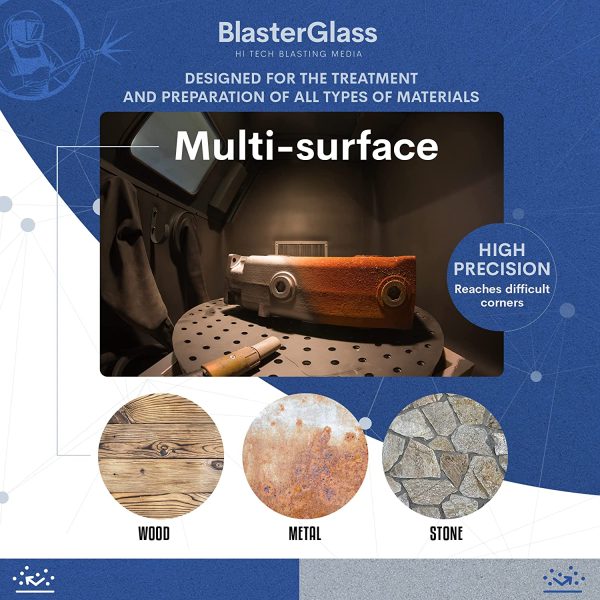 BlasterGlass Hi-Tech Sabbia Abrasiva di Vetro Tecnica Riutilizzabile per Sabbiatura a Pressione, Alta Compatibilit?? per Sistemi di Sabbiatura - Sacco da 10kg - immagine 7