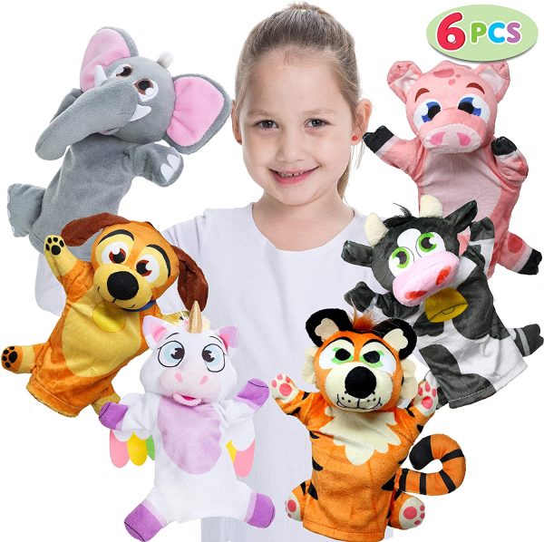 JOYIN 6 Pezzi Pupazzi da Mano Burattini a Mano Animali Marionetta a Guanto per Giochi Fantasiosi, Calze, Forniture per Bomboniere per Feste di Compleanno, Ragazze, Ragazzi, Bambini