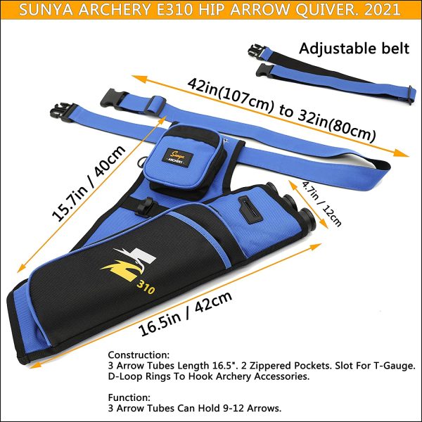 Sunya Archery Hip faretra per frecce. Include Tasche con Linguetta e Rilascio e Cintura in Nylon. - immagine 5