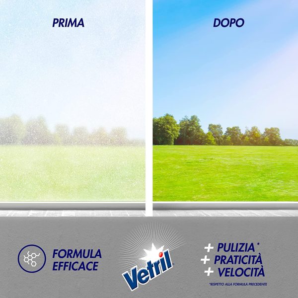 Vetril - Detergente Spray Superfici con Ammoniaca, Azione Sgrassante e Brillantezza Senza Aloni, 650 ml - immagine 5