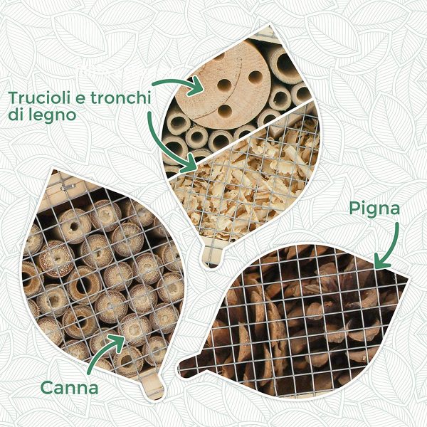 WILDLIFE FRIEND | Casetta per Insetti - in Legno con Tetto in Zinco - Rifugio Ecologico per Farfalle Vespe Api Coleotteri - immagine 6