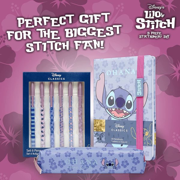 Disney Set Cancelleria con Agenda A5, Set Penne e Astuccio Portapenne, Stitch Gadget Ufficiali