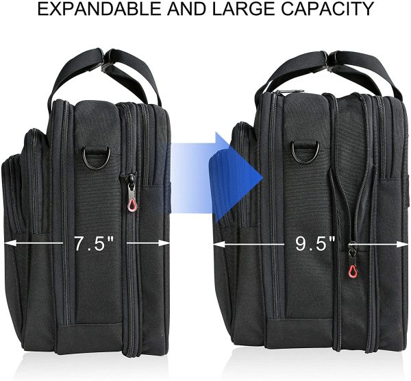 Borsa per Laptop 18 " Cartella per Laptop Premium Adatto per Laptop fino a 17,3 Pollici Borsa a Tracolla Espandibile a Tracolla Borsa per Computer per Viaggi/Affari/ Scuola/Uomini/Donne-Nero