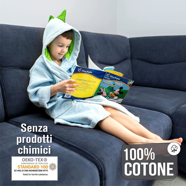 Twinzen - Accappatoio Unicorno - Ragazza e Ragazzo - Senza Prodotti Chimici Oeko-Tex? - 100% Cotone - Accappatoio Doccia e Vestaglia Bambini - immagine 3