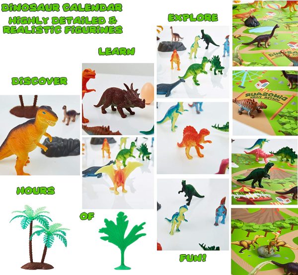 Kreativekraft Calendario Avvento 2021 Dei Dinosauri, Calendario Dell Avvento Per Bambini Con 24 Dinosauri Giocattolo Da Scoprire, Regalo Di Natale Originale