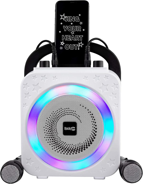 Macchina per karaok bluetooth ricaricabile a 10 watt Rockjam con due microfoni, effetti variabili e luci a LED - Nero - immagine 10