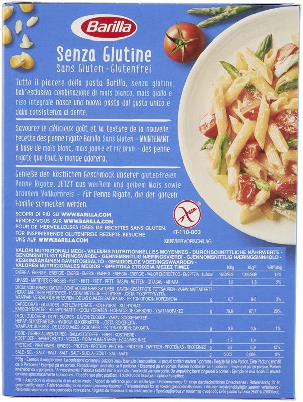 Barilla Pasta Penne Rigate Senza Glutine, Pasta Corta di Mais Bianco, Mais Giallo e Riso Integrale, 400 gr - immagine 5