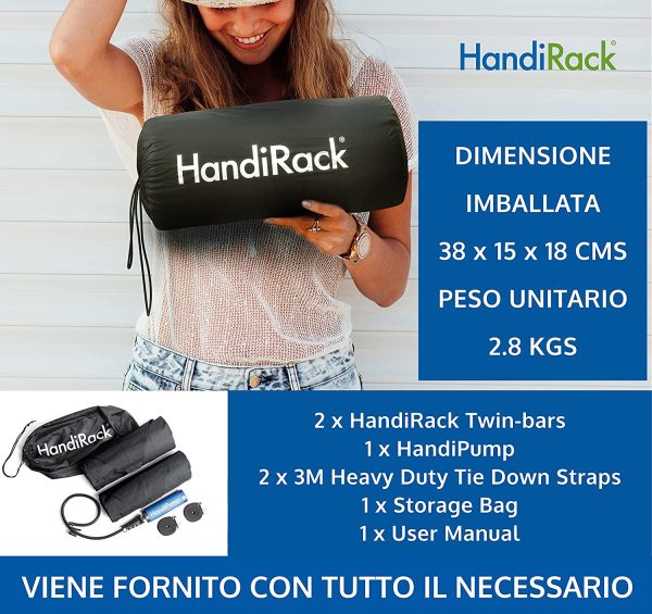 HandiRack Portapacchi Universale per Auto; Barra da Tetto per Impieghi Pesanti a Montaggio Rapido; Nero - immagine 2