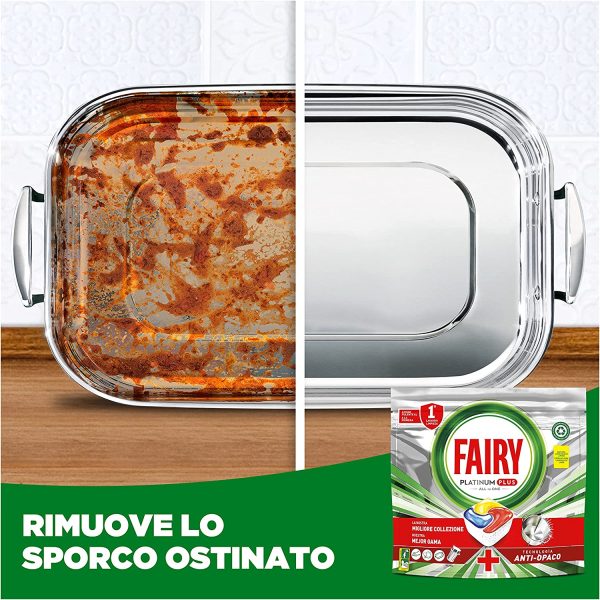 Fairy Platinum Plus Pastiglie Lavastoviglie,176 Lavaggi,4x44Capsule Lavastoviglie,Detersivo Lavastoviglie al Limone, L'Ottima Pulizia Di Fairy Per Stoviglie, Tecnologia Anti-Opaco con Azione Brillante - immagine 7