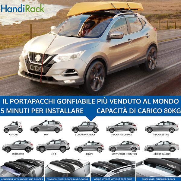 HandiRack Portapacchi Universale per Auto; Barra da Tetto per Impieghi Pesanti a Montaggio Rapido; Nero