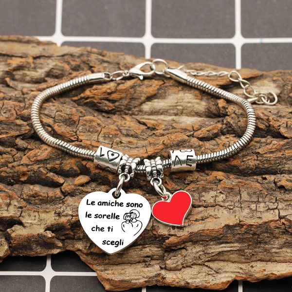 Angelra Regali di Amicizia Braccialetto Donna Bracciale Amici"le amiche sono le sorelle che ti scegli" Ciondolo Argento con Incisione per Natale - immagine 3