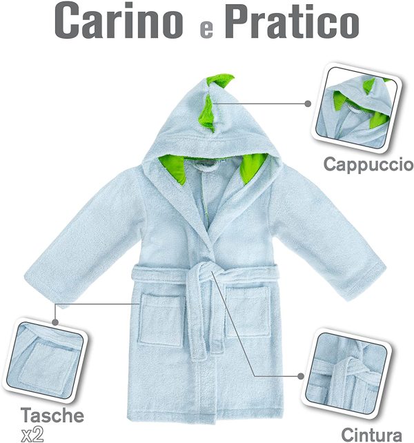 Twinzen - Accappatoio Unicorno - Ragazza e Ragazzo - Senza Prodotti Chimici Oeko-Tex? - 100% Cotone - Accappatoio Doccia e Vestaglia Bambini - immagine 5