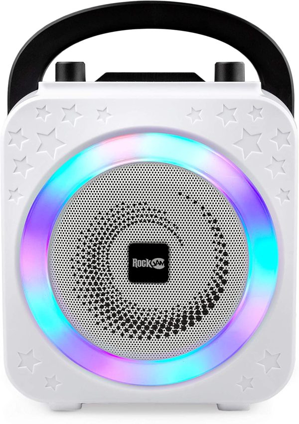 Macchina per karaok bluetooth ricaricabile a 10 watt Rockjam con due microfoni, effetti variabili e luci a LED - Nero - immagine 4