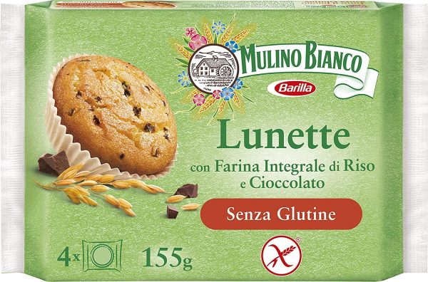 Mulino Bianco Lunette Tortina Senza Glutine con Farina Integrale di Riso e Gocce di Cioccolato, Merenda Senza Glutine e Senza Olio di Palma, Confezione con 4 Monoporzioni - immagine 3