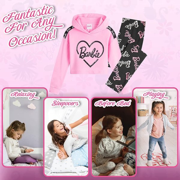 Barbie Felpe Ragazza, Abbigliamento Bambina in Cotone con Felpa con Cappuccio E Leggins, 4-14 Anni, Tute Merchandise Ufficiale, Idee Regalo Natale E Compleanno - immagine 3