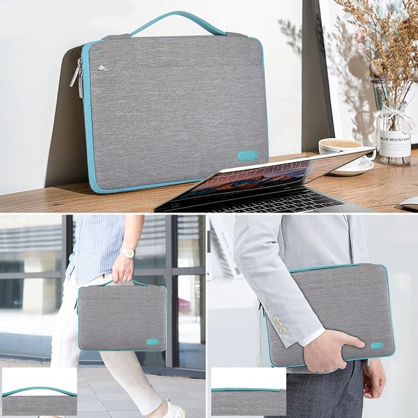 15 15,6 16 Pollici Borsa Portatile Custodia Protettiva Super Sottile Impermeabile Ventiquattrore per MacBook 15" 16" e 15"-16" dell Lenovo HP ASUS Acer Sony Yoga, Grigio - immagine 6