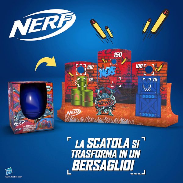 Hasbro Sorpresovo Nerf 2022 - Uovo con sorprese e Scatola che si trasforma in Set di Bersagli, Multicolore - immagine 5