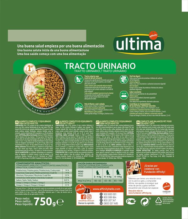 Ultima Cibo per Gatti per Preveneri Problemi alle Vie Urinarie con Pollo, Confezione da 5 x 750g, Totale: 3.75 kg