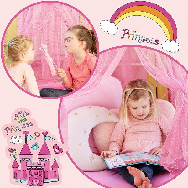 Tenda Gioco con le luci di una stella, Castello della Principessa per Bambine con Borsa tote , Portatile, (140 cm di altezza), di Tiny Land - immagine 3