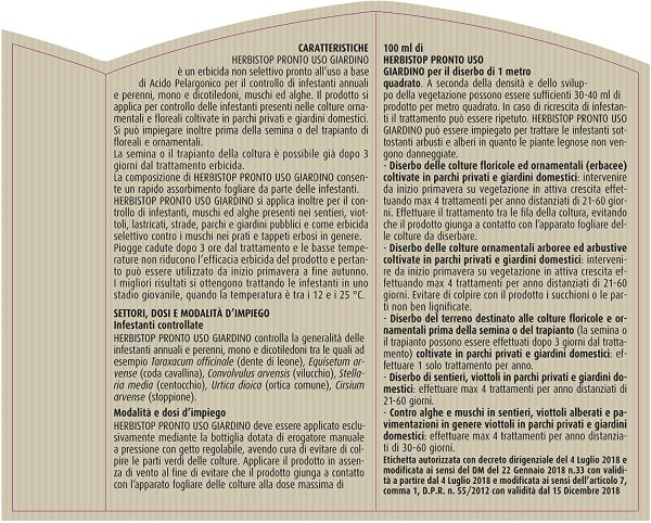 COMPO Erbicida Totale HERBISTOP Pronto Uso Giardino PFnPO, Per Piante Ornamentali, Contro Infestanti, Muschi e Alghe, 1 l