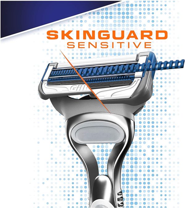 Gillette SkinGuard Sensitive Regolabarba Uomo, Rasoio a Mano Libera, 11 Lamette Pelli Sensibili, Clinicamente Testato, Lame Sollevate per Ridurre Contatto con Striscia Lubrificante - immagine 4