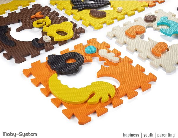 Moby-System Tappetino puzzle per bambini, 90 cm x 90 cm x 1 cm, inodore, grande tappetino puzzle per ragazzi e ragazze, tappetino da gioco senza sostanze tossiche, inodore - immagine 2