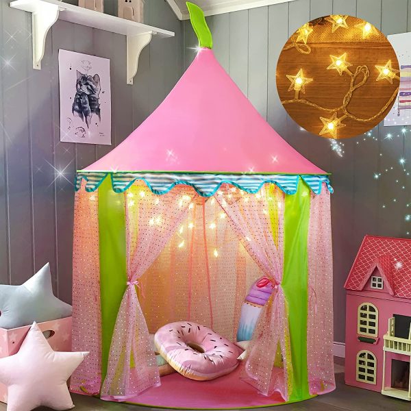 Tenda Gioco con le luci di una stella, Castello della Principessa per Bambine con Borsa tote , Portatile, (140 cm di altezza), di Tiny Land - immagine 8