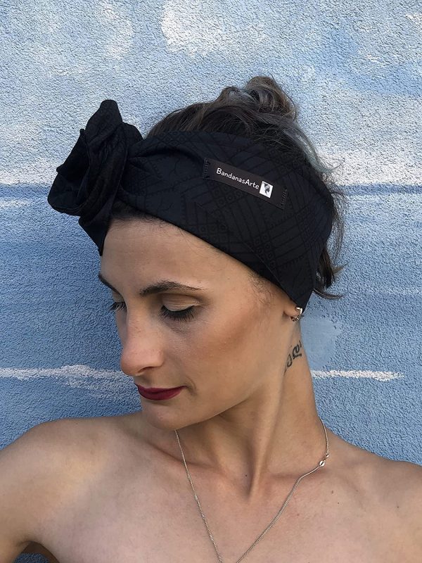 BandanasArte fascia turbante con ferretto modellabile 105x10cm,100% cotone WAX - immagine 3