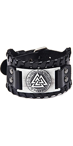 Bracciali in argento antico Valknut e 24 rune norrene