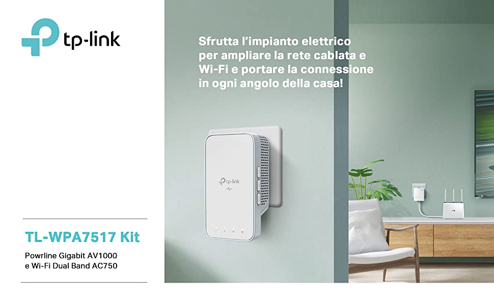 tl-wpa7517 kit, powerline, Wi-Fi, Gigabit, connessione cablata