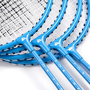 Set Badminton per 2 o 4 Giocatori - Racchette 3 Volani 1 Rete - Set Perfetto per Bambini Ragazzi e