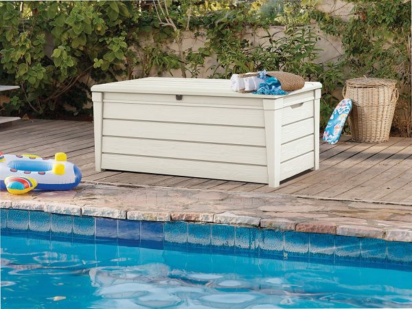 Keter - Baule da Giardino Brightwood Poolbox, capacit?? 454 Litri 145x69,7x60,3 Centimetri - immagine 2