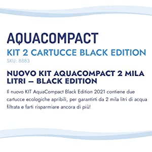 AQUACOMPACT KIT 2 CARTUCCE BLACK EDITION . NUOVO KIT AQUACOMPACT 2 MILA LITRI