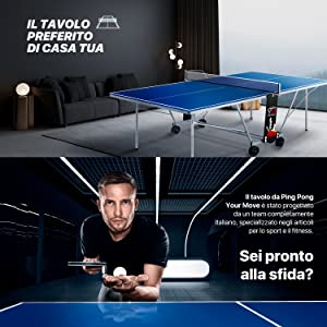 YM Tavolo da Ping Pong Indoor Pieghevole Ruote per il Trasporto Racchette Palline Omaggio Dimensioni