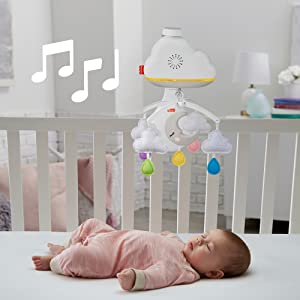 Fisher-Price Giostrina Soffici Nuvolette con Unit?? Relax, Suoni e Luci Personalizzabili