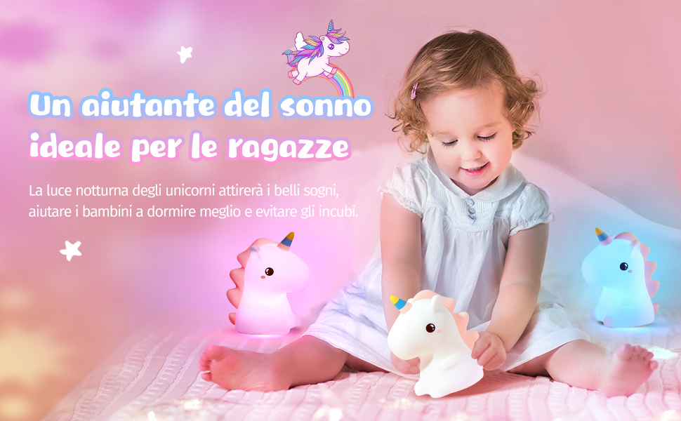 luce notturna bambini unicorno lampada notturna per bambini luce notte bambini regalo bambina