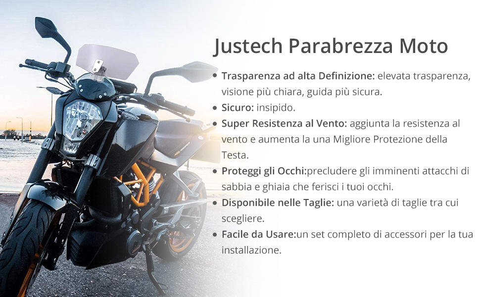  Parabrezza Moto Spoiler di Estensione Parabrezza del Vento con Clip Regolabile 