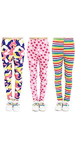 Adorel Leggings Stretch Stampa Calzamaglie Bambina 3 Pack