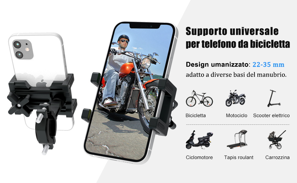 Supporto universale per telefono da bicicletta