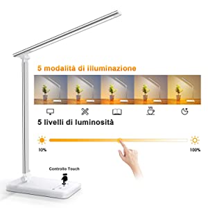 Lampada da Scrivania LED10 livelli di luminosit?? 5 Modalit?? di Illuminazione